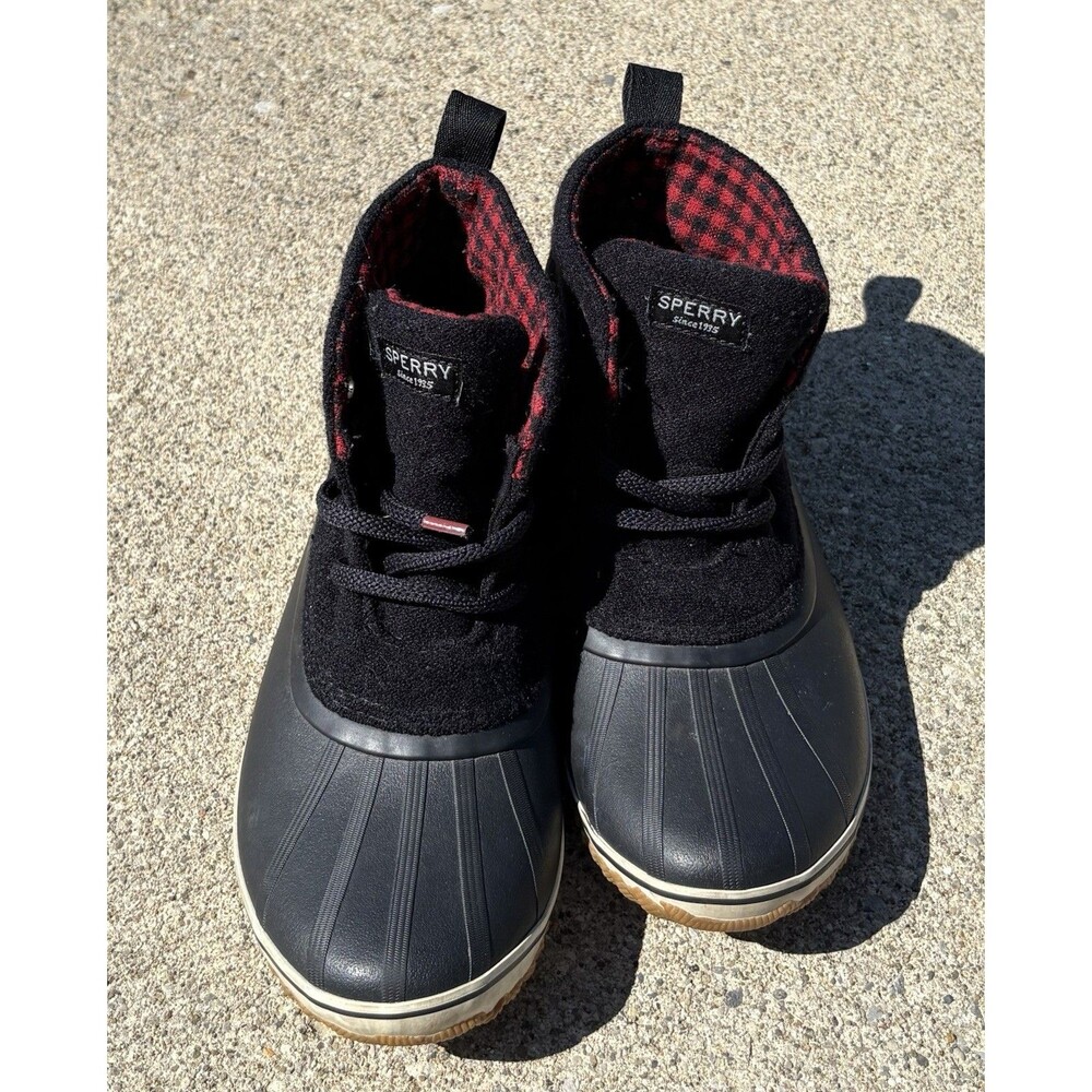 Sperry Top Sider Duck Boots Women’s 8M Black Schooner Chukka 3 Eye Rubber - Picture 4 of 11
